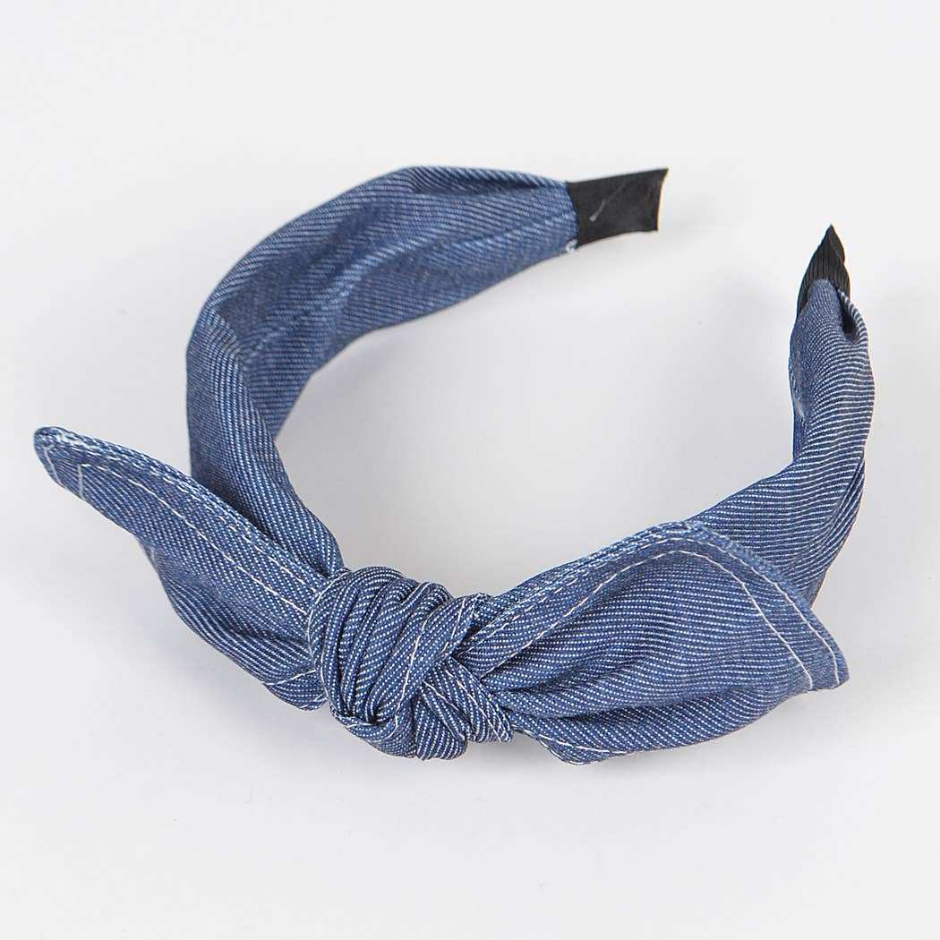 Solid Denim Ribbon Headband