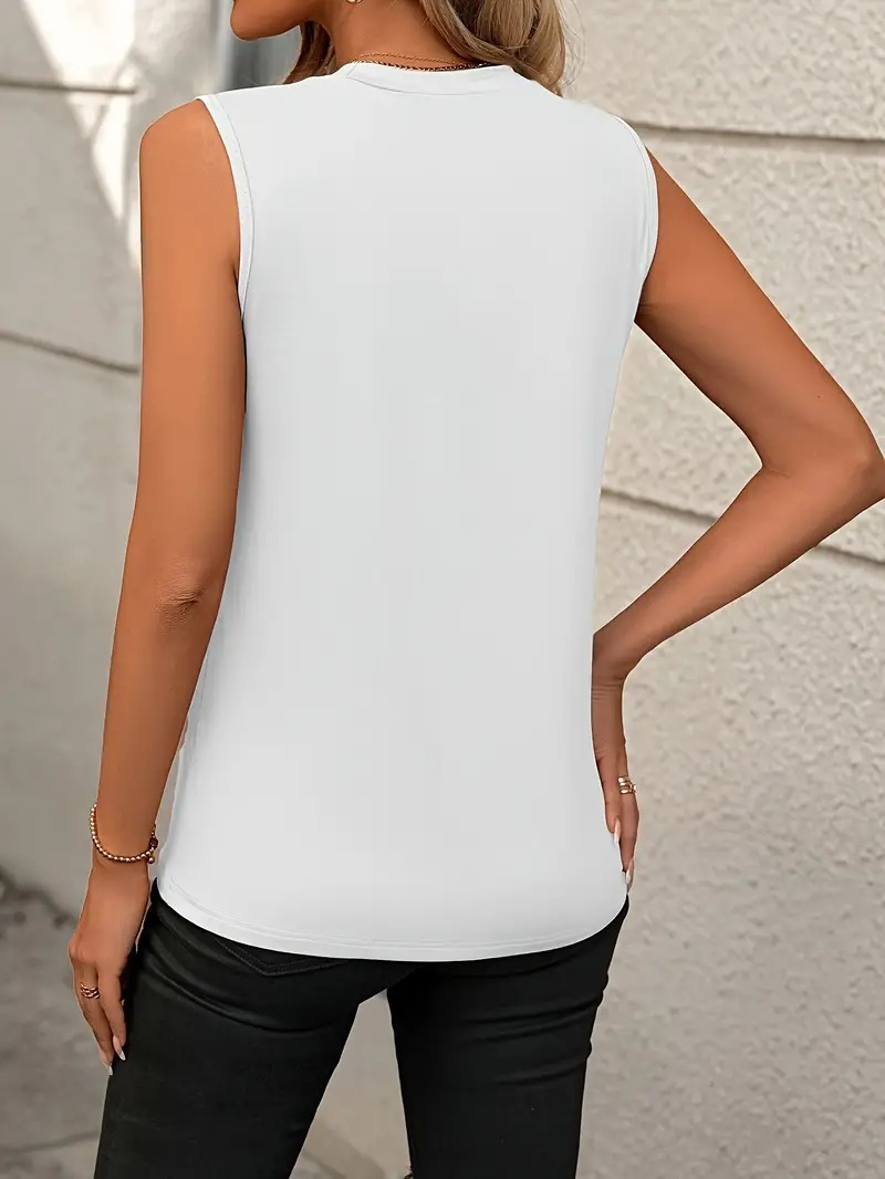 Sleeveless Knit Tank Top Women Loose Fit Solid Color