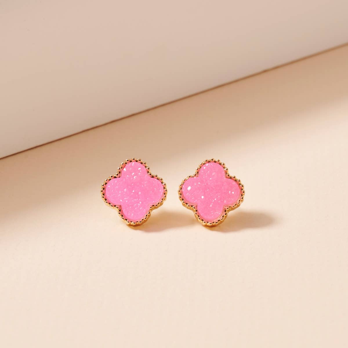 Mini Druzy Flower Stud Earrings