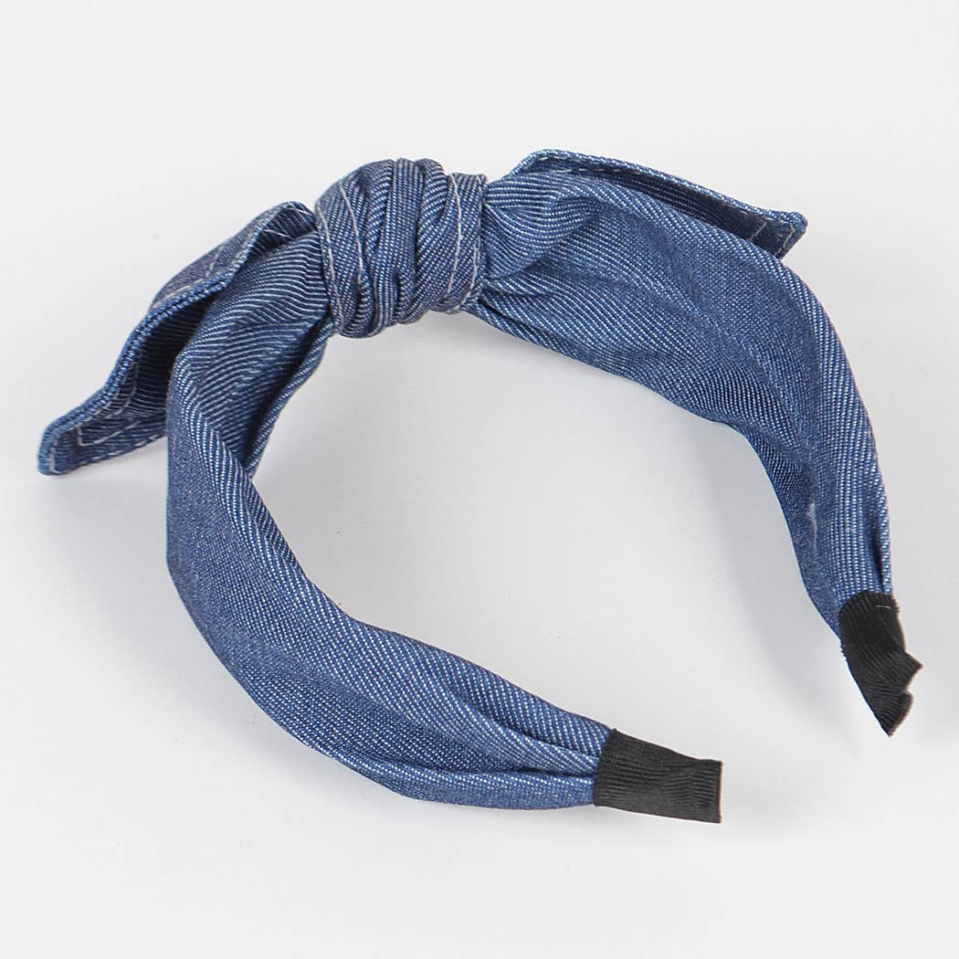 Solid Denim Ribbon Headband