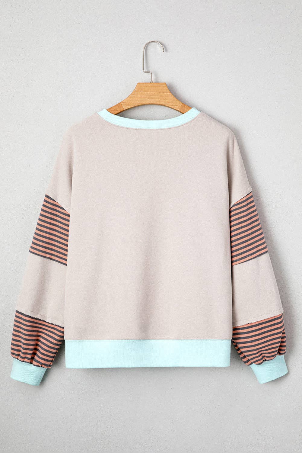 Stripe Colorblock Patchwork Drop Shoulder Sweatshirt