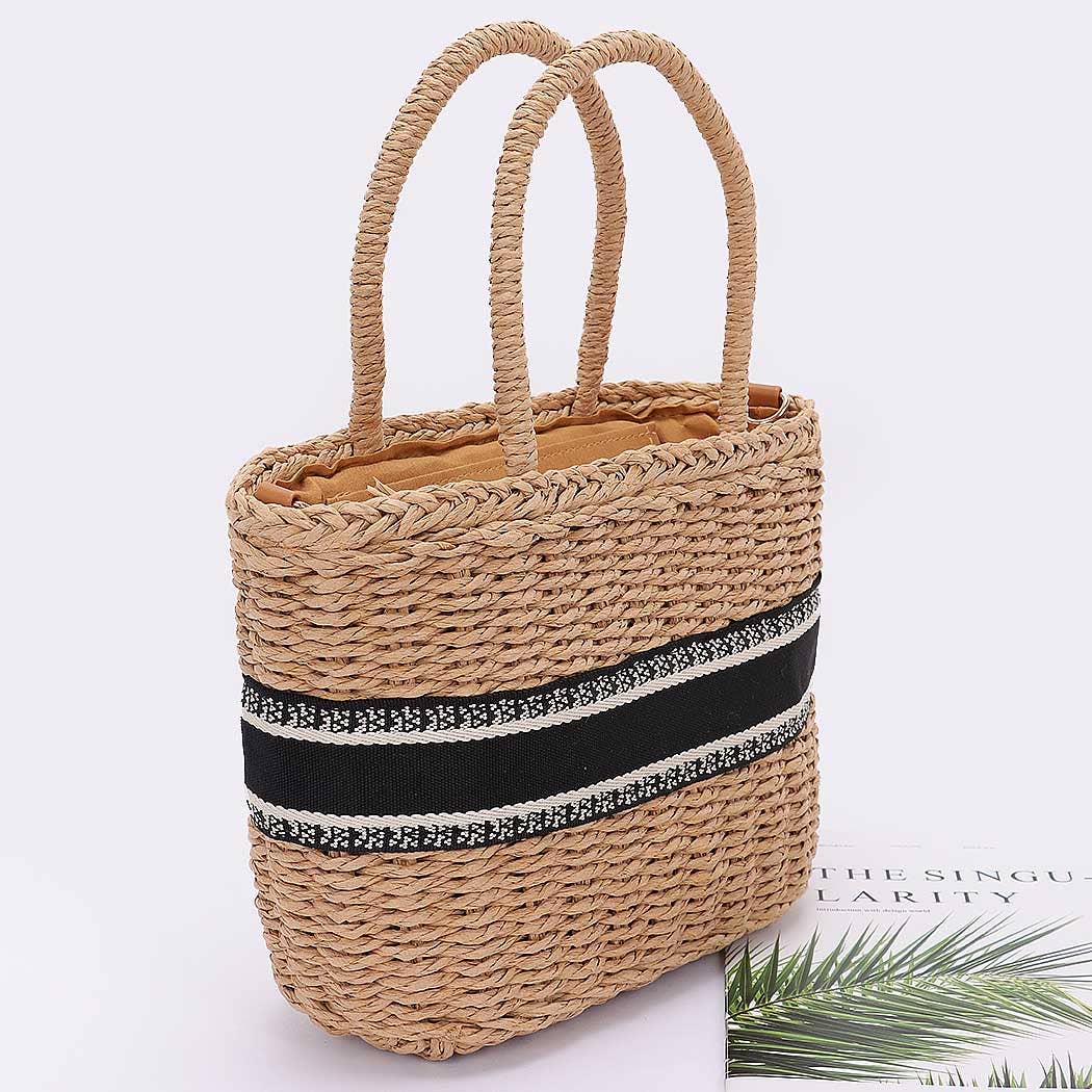 Faux Straw Small Tote Bag