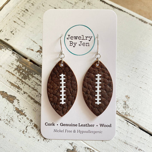 Leather Football Earrings – Medium | Game Day Earrings