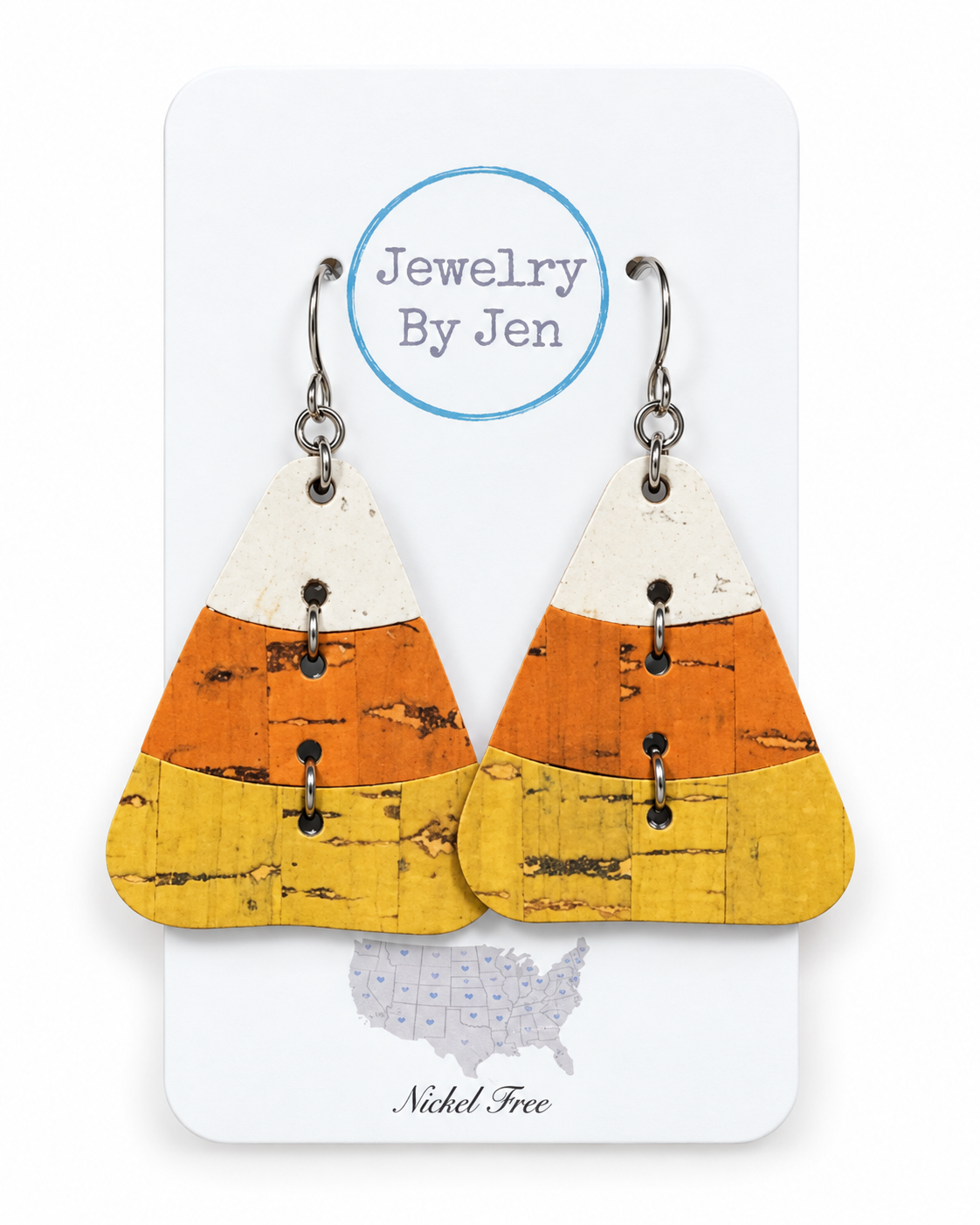 Candy Corn Cork Earrings – Halloween & Fall Statement Earrings