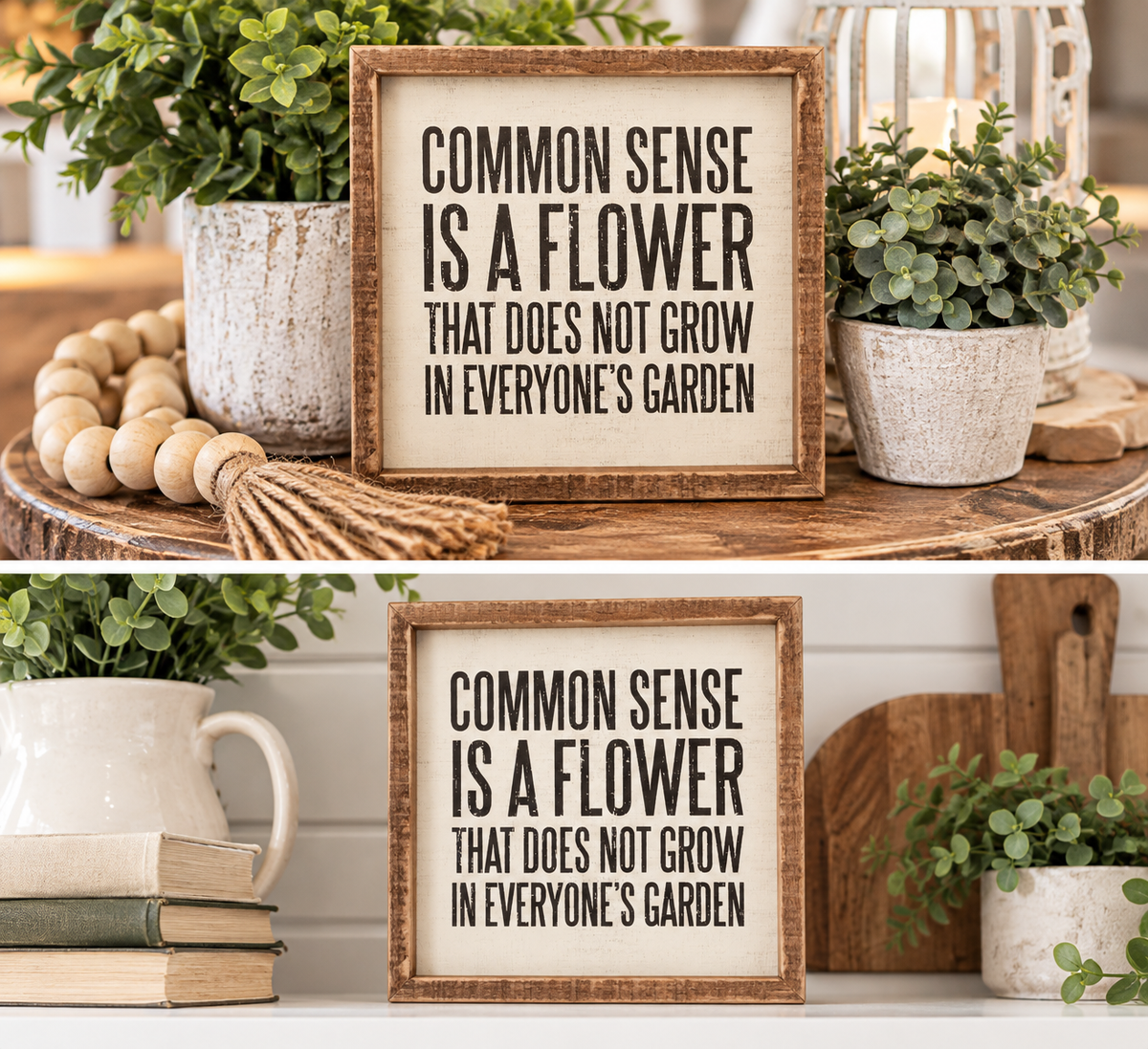 Common Sense Is a Flower Inset Box Sign – 8" x 8" Funny Wood Wall Decor