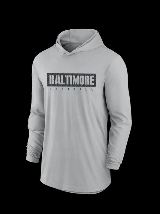 NFL Hooded Long Sleeve Tees-Ravens (Gray)