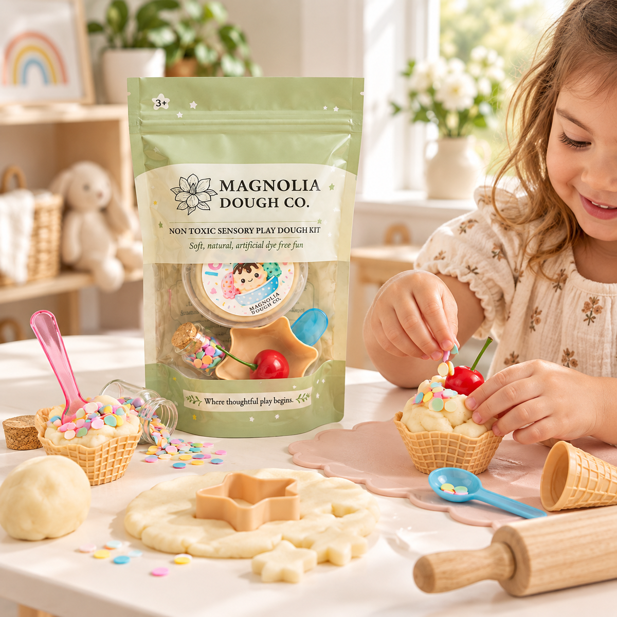 Sweet Scoops Mini Sensory Kit — Ice Cream Play Dough Set, Non-Toxic Sensory Toy