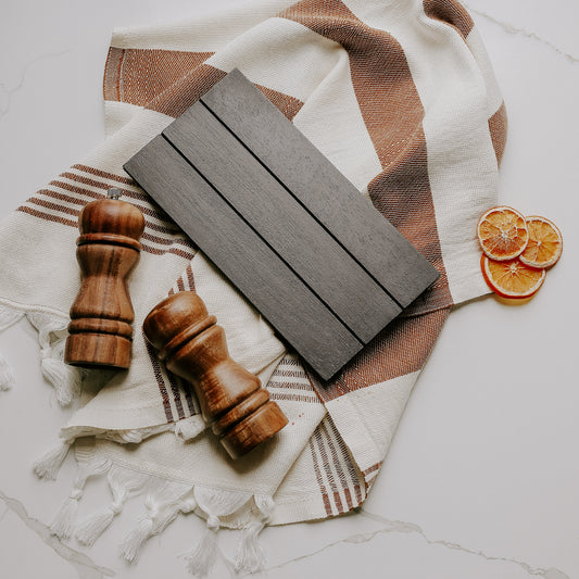 Handmade Black Wood Rectangular Tray