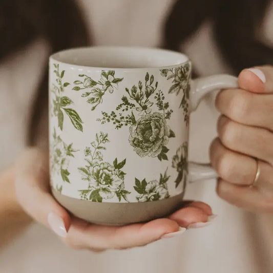 Stoneware Coffee Mug (Green Delft)