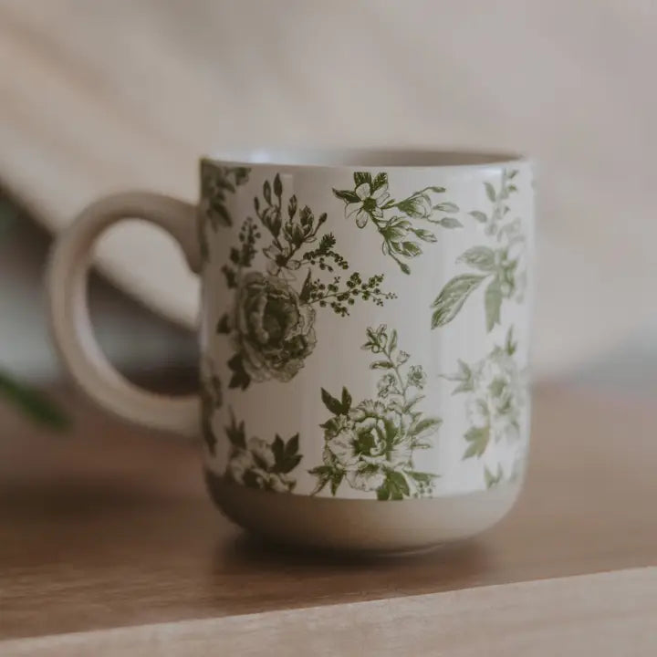 Stoneware Coffee Mug (Green Delft)