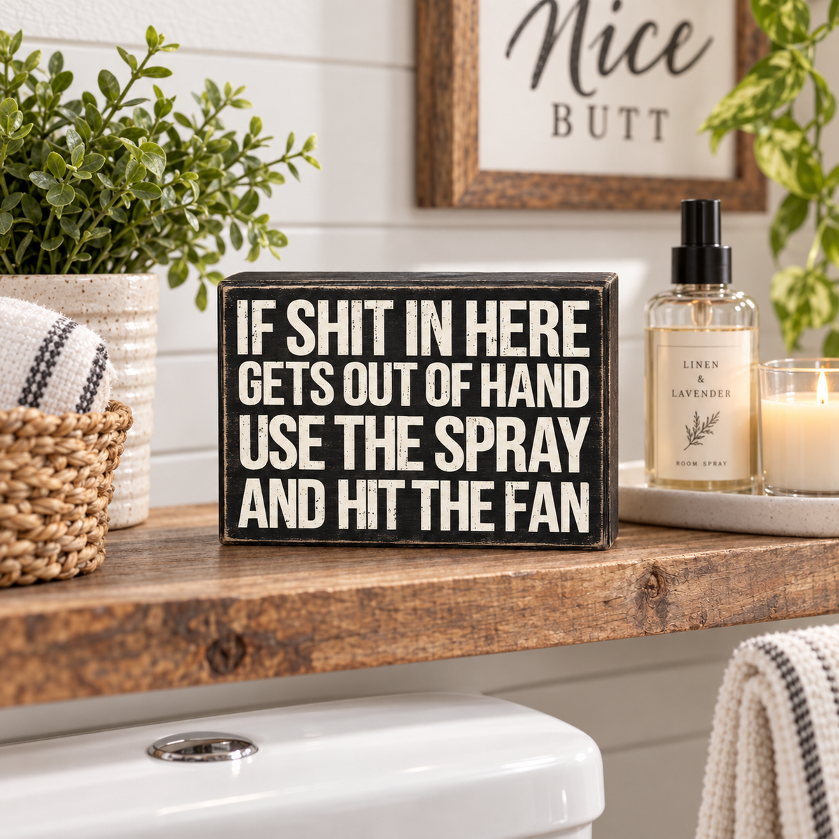 "If Shit Gets Out of Hand" Funny Bathroom Box Sign