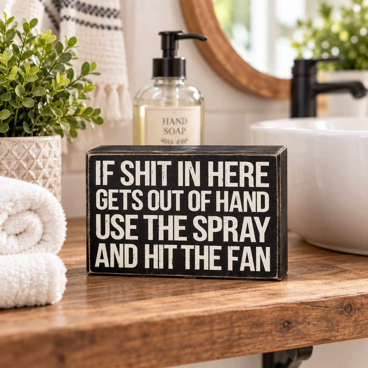 "If Shit Gets Out of Hand" Funny Bathroom Box Sign