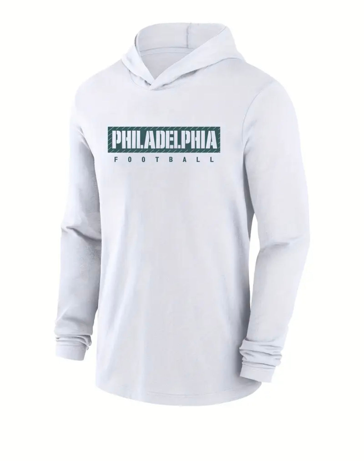 NFL Hooded Long Sleeve Tees-Eagles (White)
