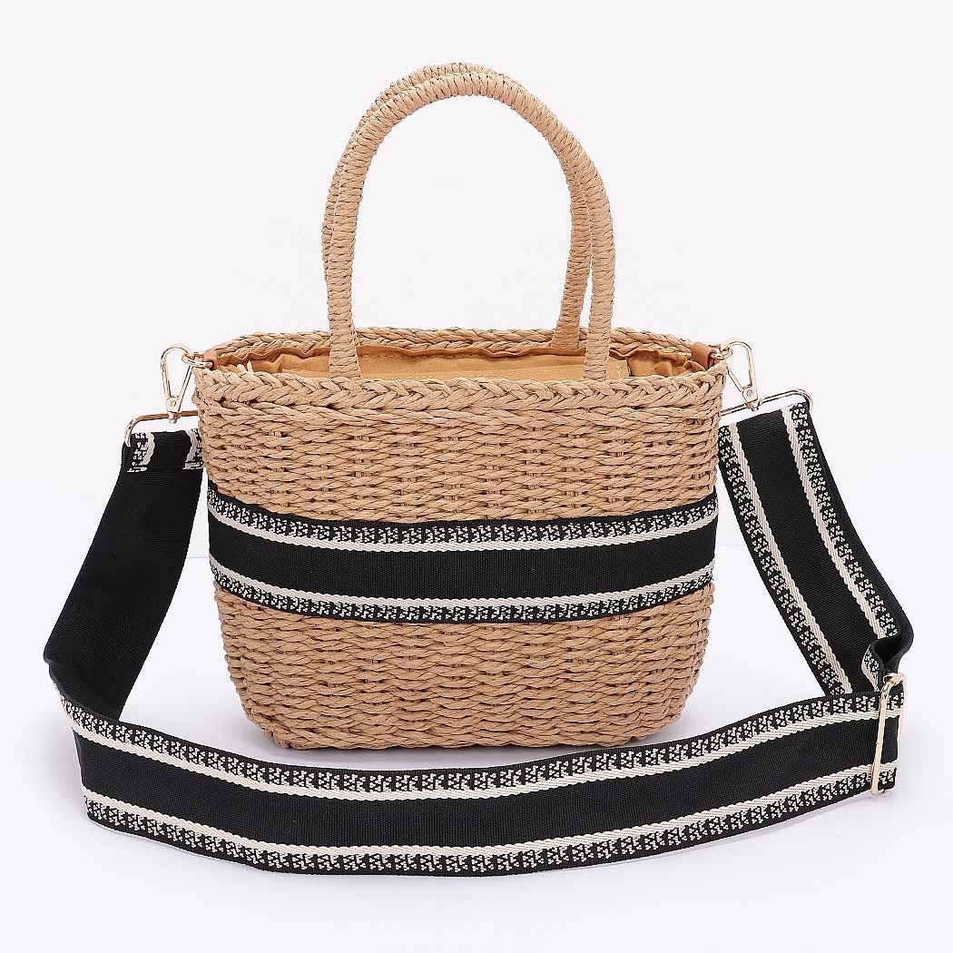 Faux Straw Small Tote Bag
