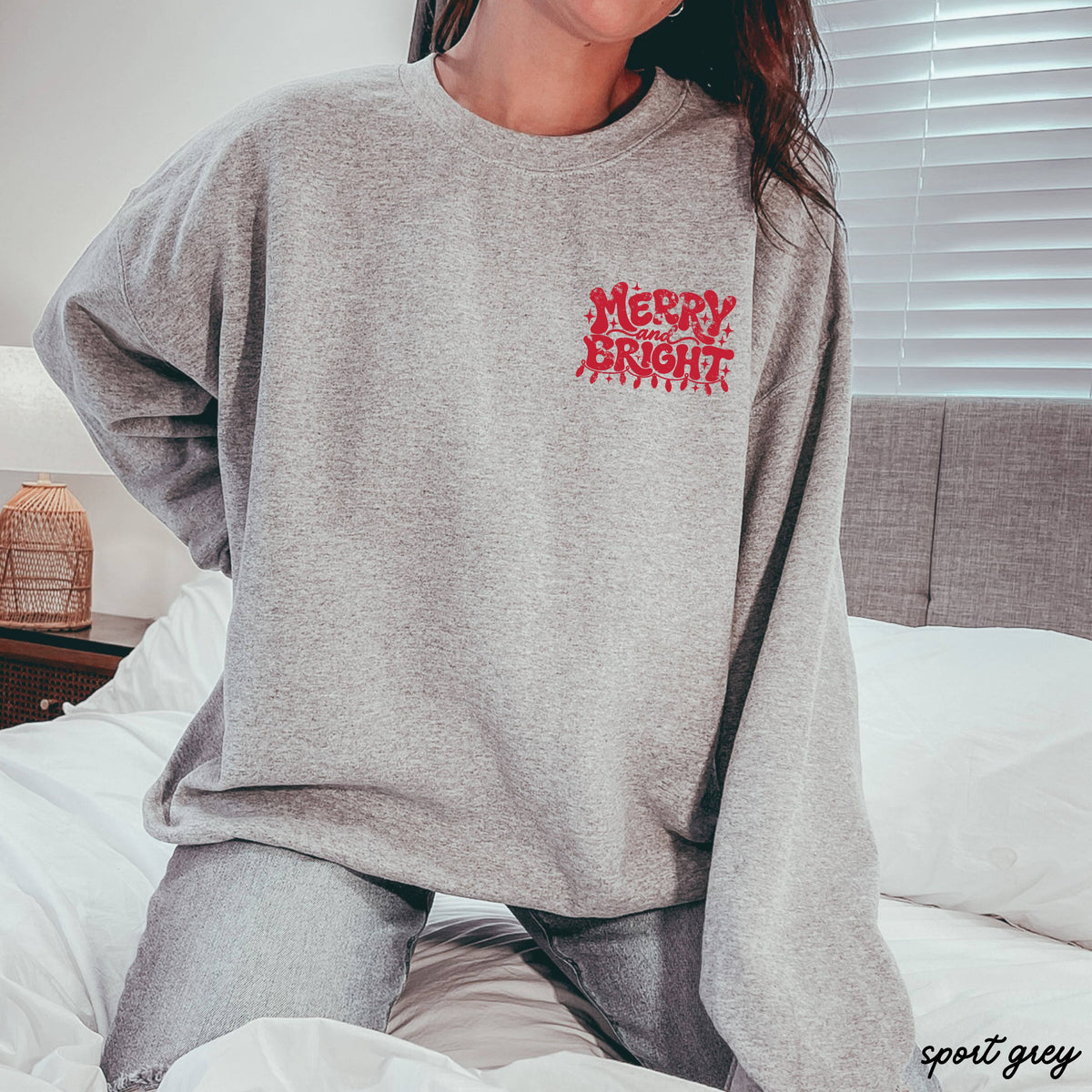 Pocket Merry & Bright Christmas Sweatshirt *8 Colors (S-3X)