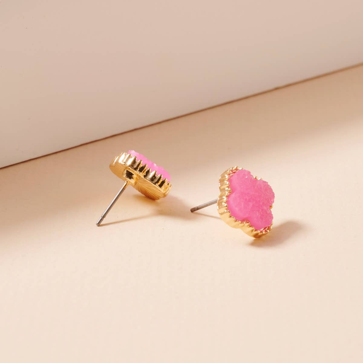 Mini Druzy Flower Stud Earrings