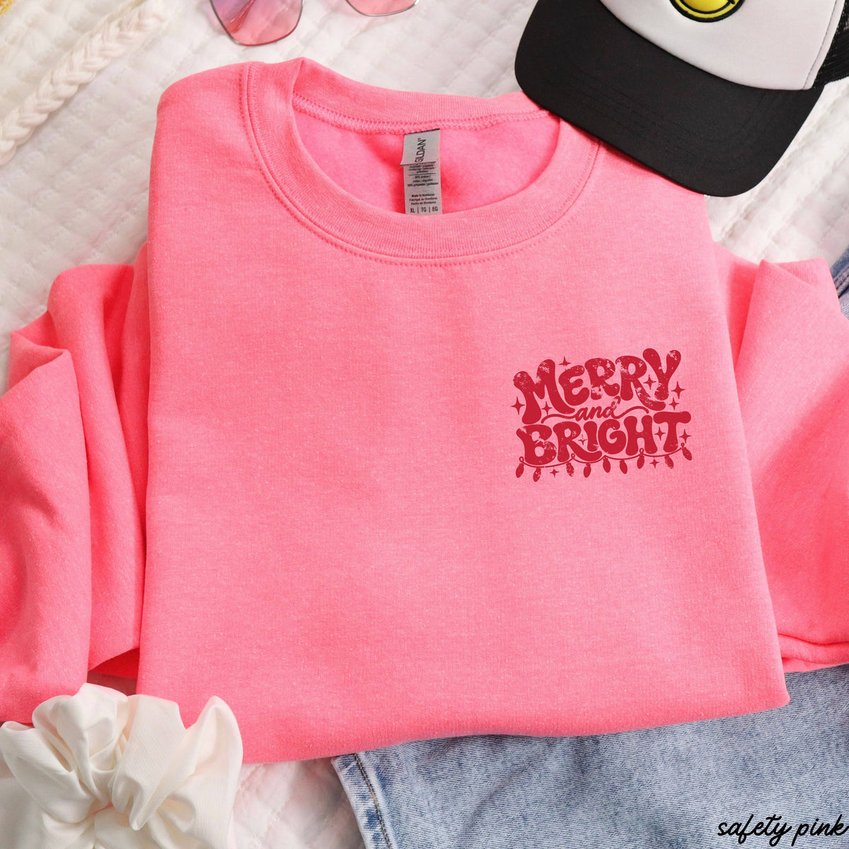 Pocket Merry & Bright Christmas Sweatshirt *8 Colors (S-3X)