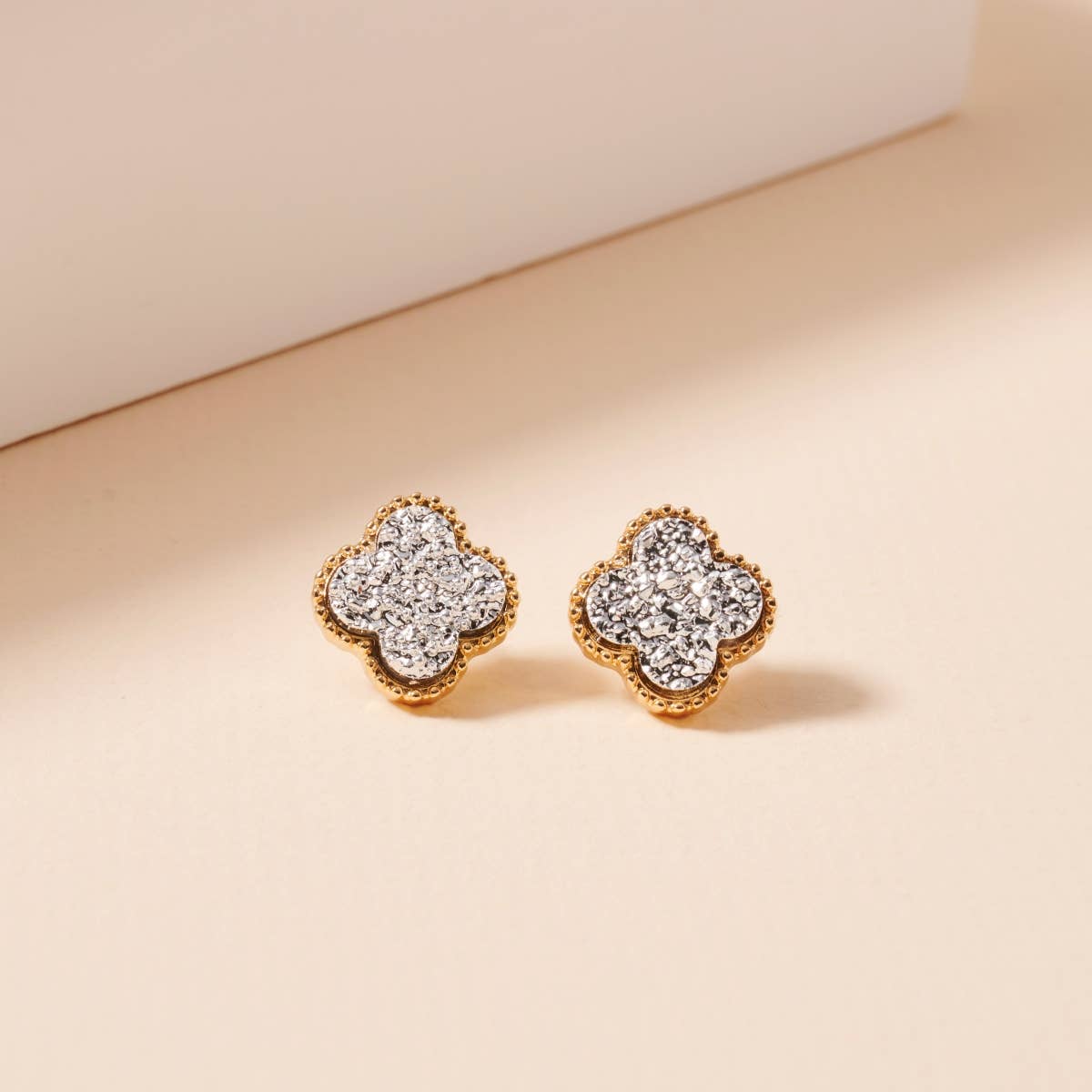 Mini Druzy Flower Stud Earrings