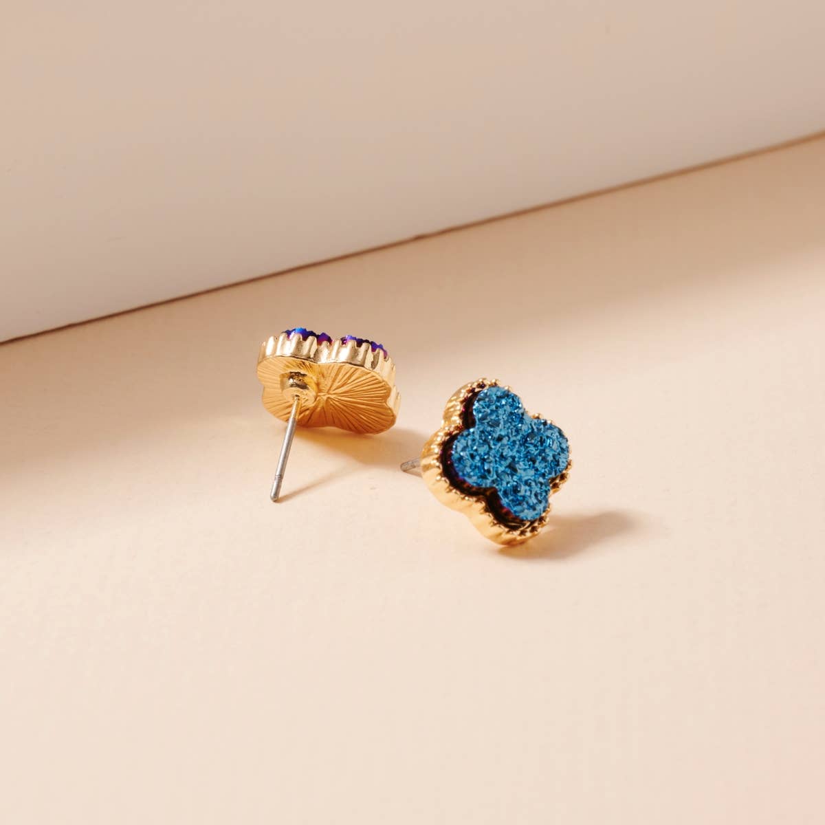 Mini Druzy Flower Stud Earrings