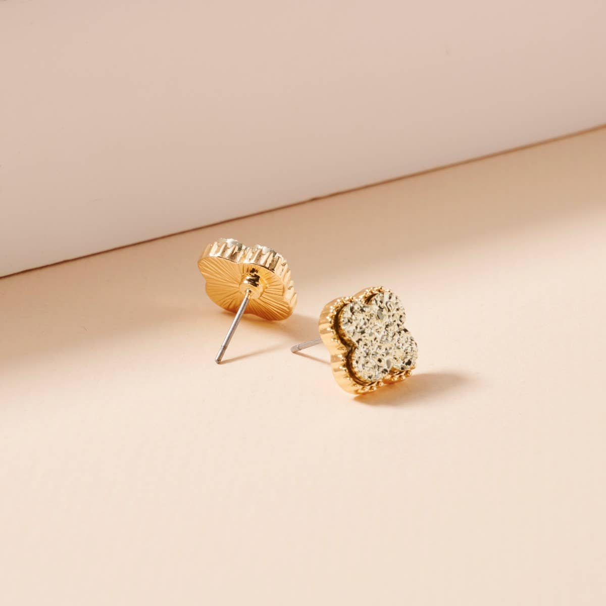 Mini Druzy Flower Stud Earrings