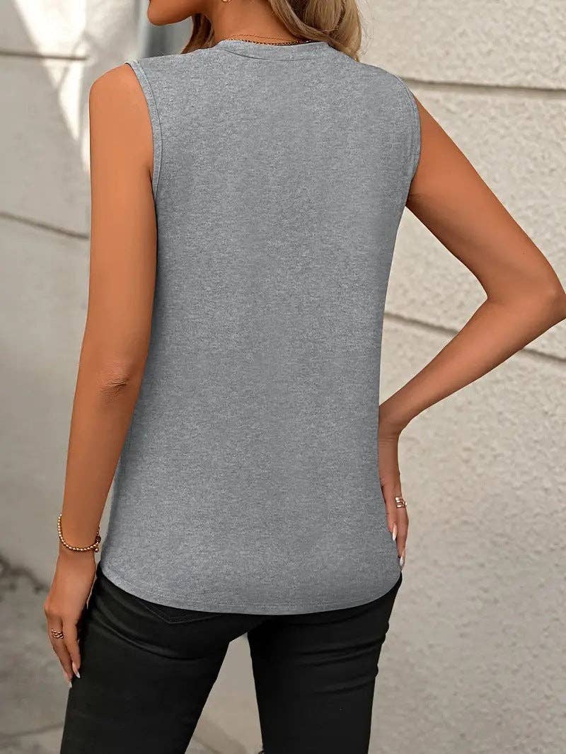 Sleeveless Knit Tank Top Women Loose Fit Solid Color