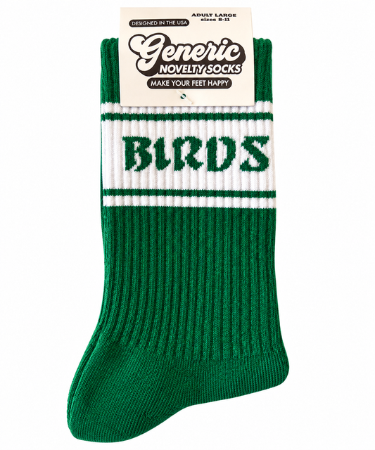 Green "Birds" Game Day Socks | Eagles Fan Crew Socks, Unisex Youth & Adult