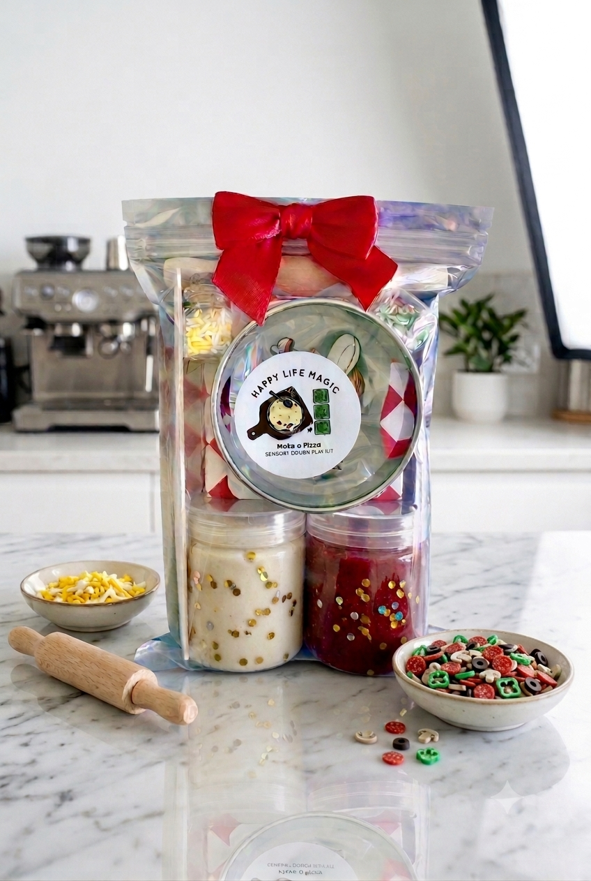 Make a Pizza Play Dough Kit – Mini Sensory Play Pouch for Kids 3+