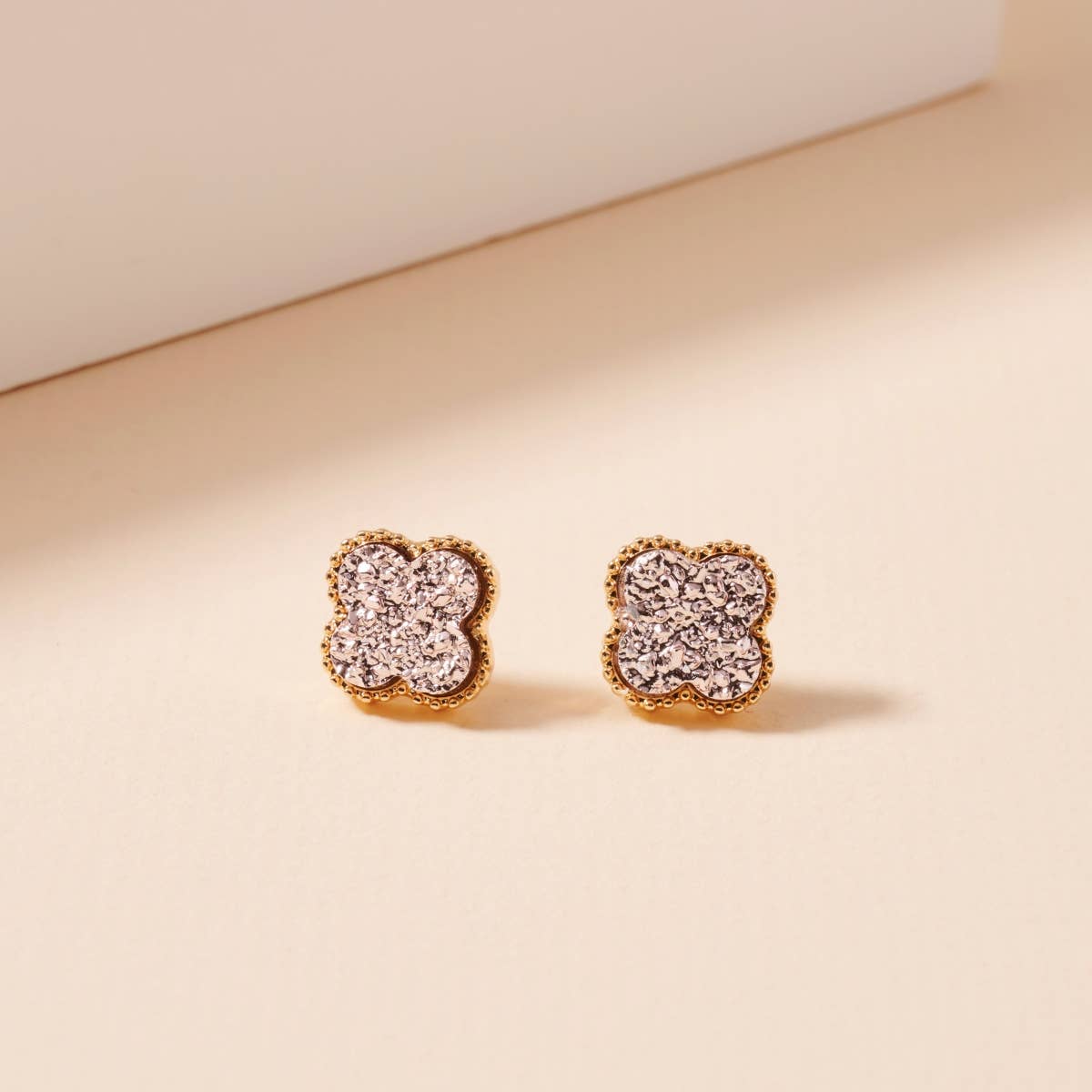 Mini Druzy Flower Stud Earrings