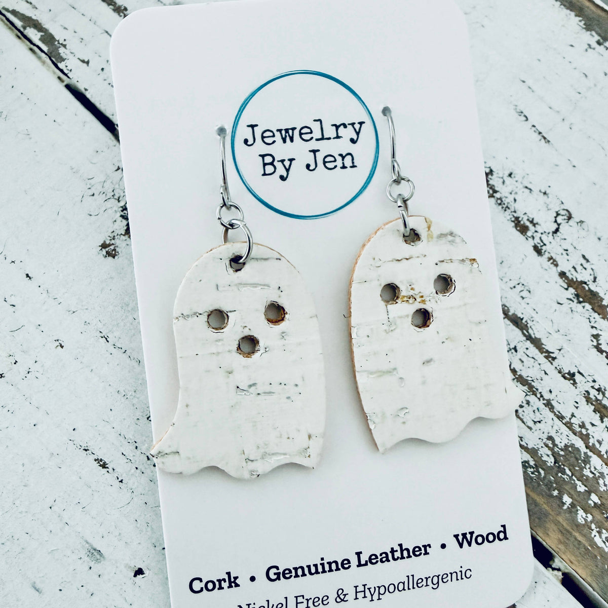 Ghost Earrings: White Cork