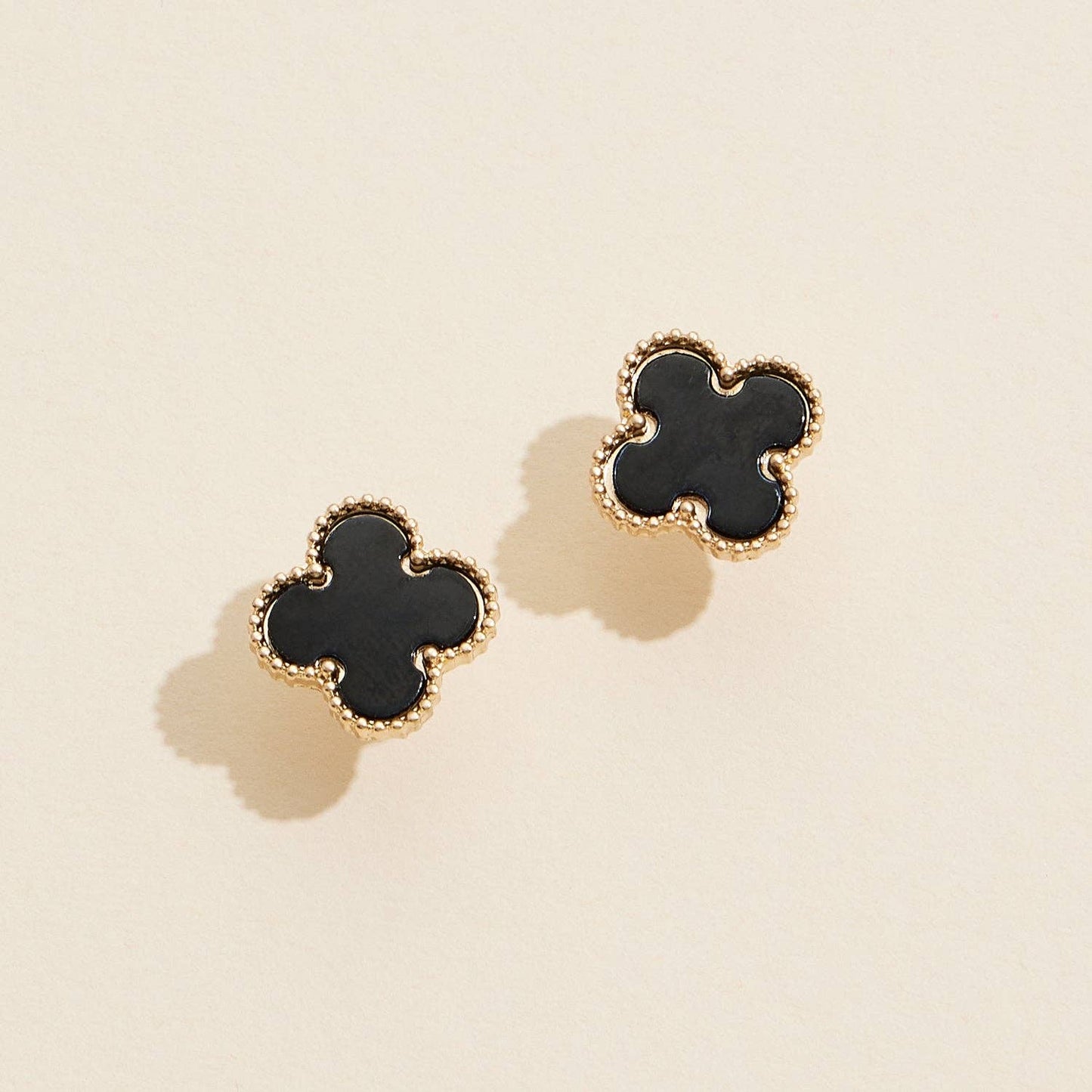 Enamel Quatrefoil Stud Earrings