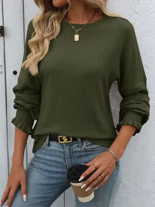 Women's Comfy Striped Long-Sleeved Top