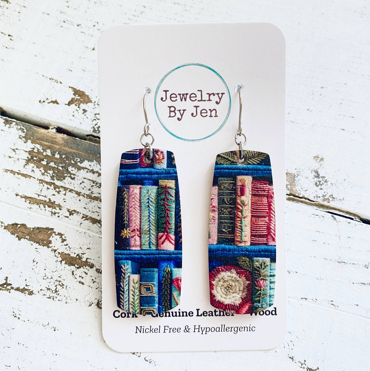 Medium Bar Earrings: Books