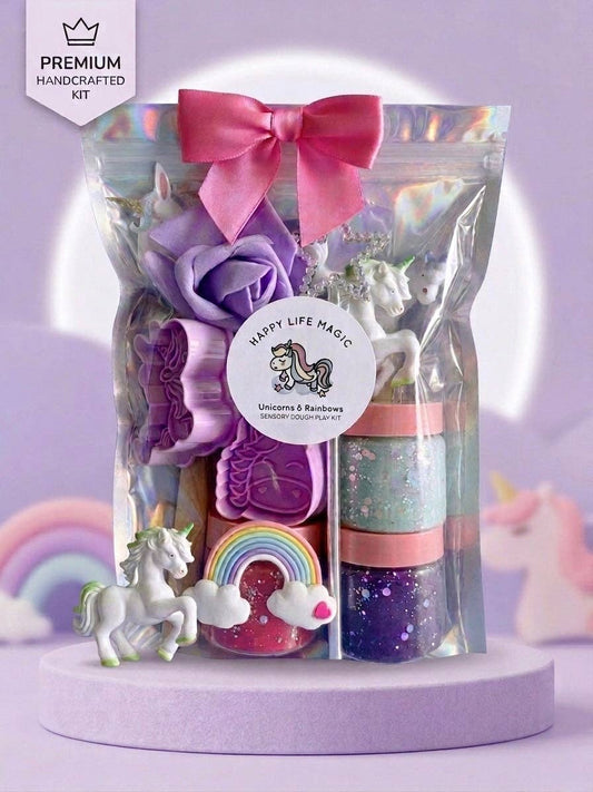 Toddler Unicorn Play Dough Kit – Sparkly Sensory Play Pouch with Big Pieces