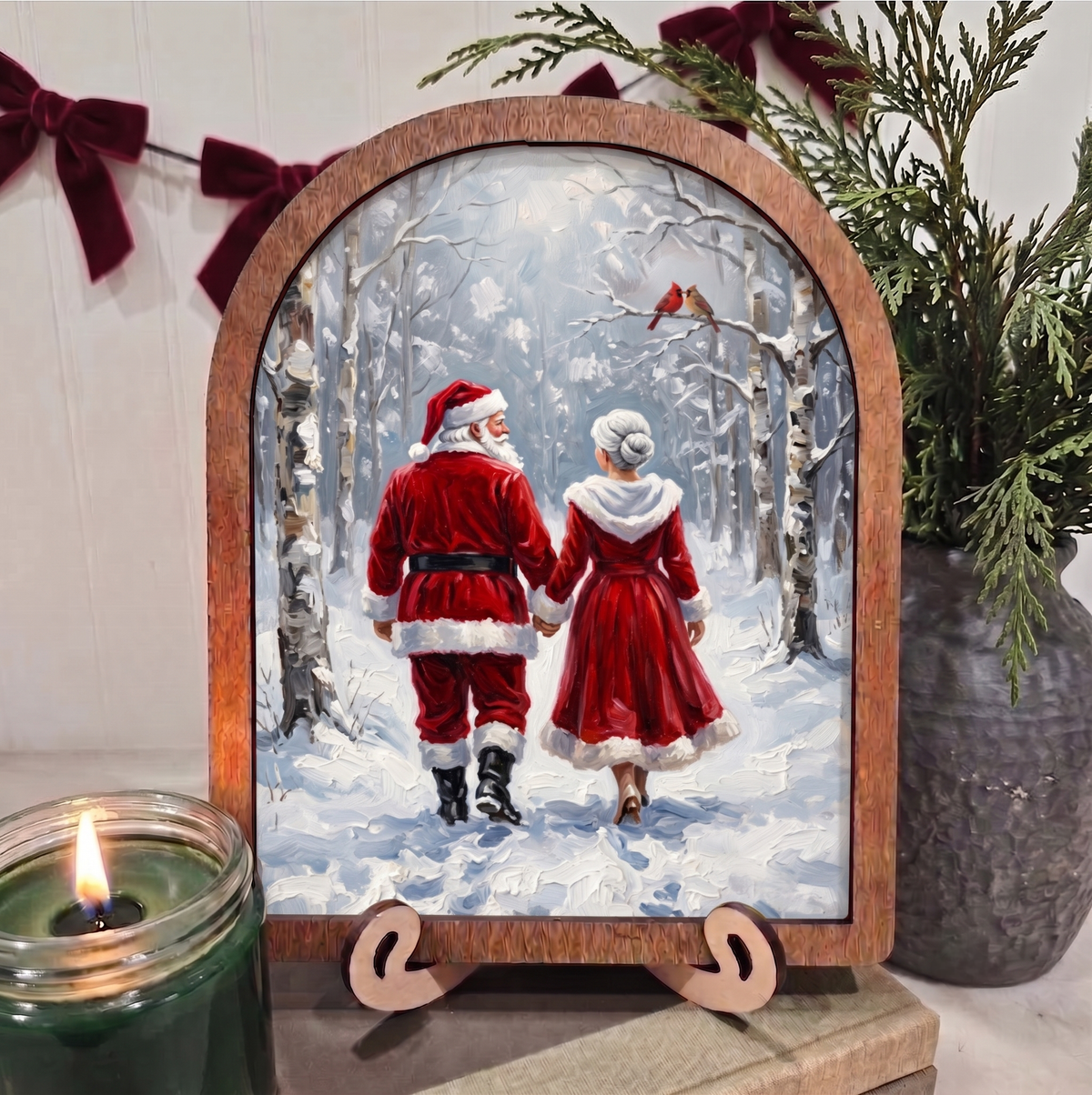 Arch Framed Art - Mr. and Mrs. Santa Claus Christmas
