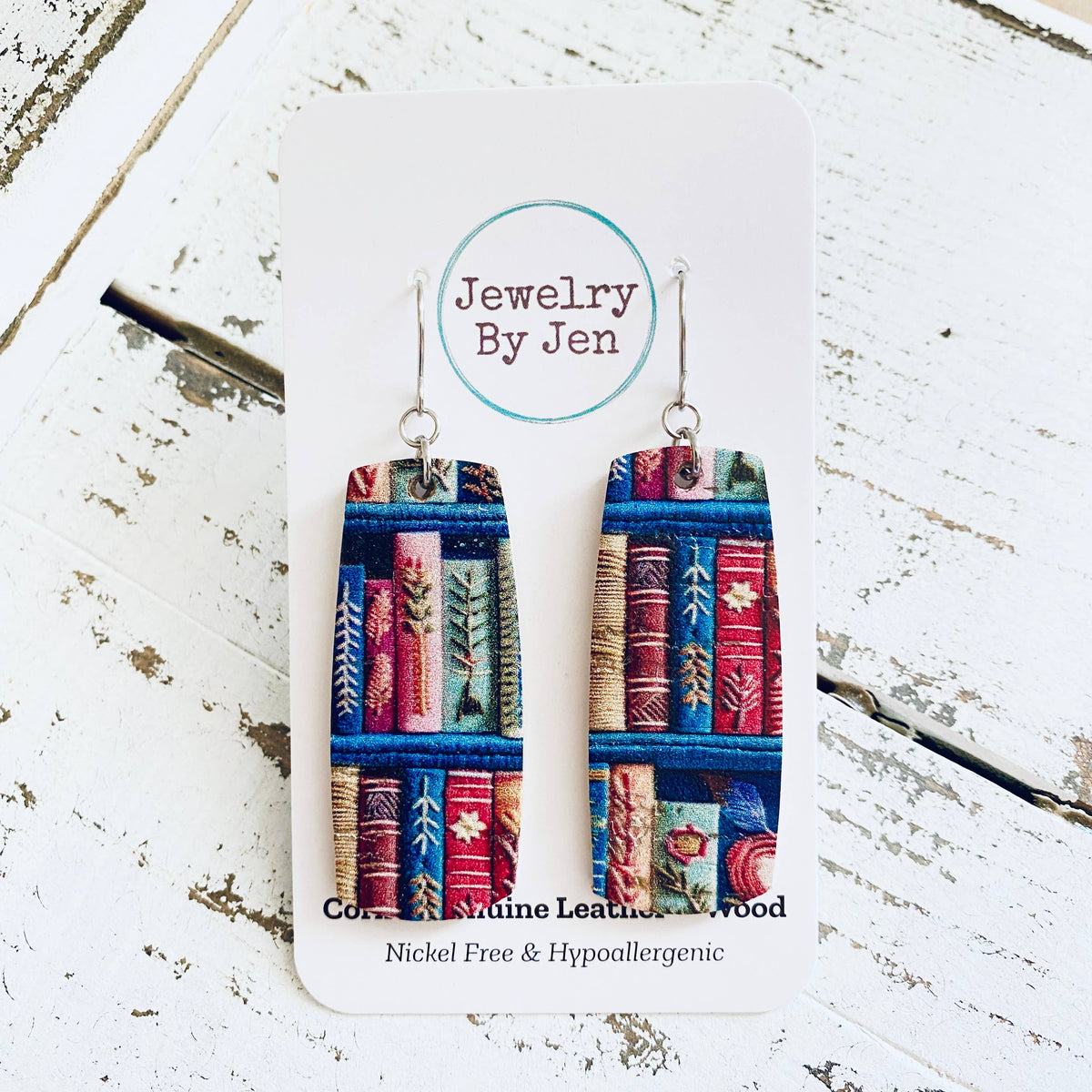 Medium Bar Earrings: Books