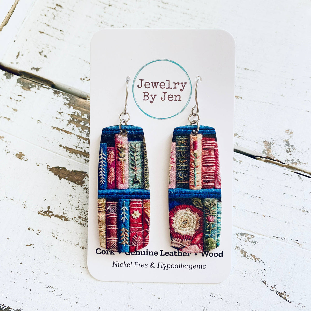 Medium Bar Earrings: Books