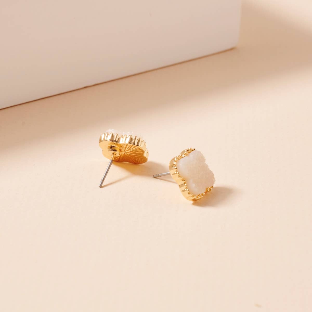 Mini Druzy Flower Stud Earrings