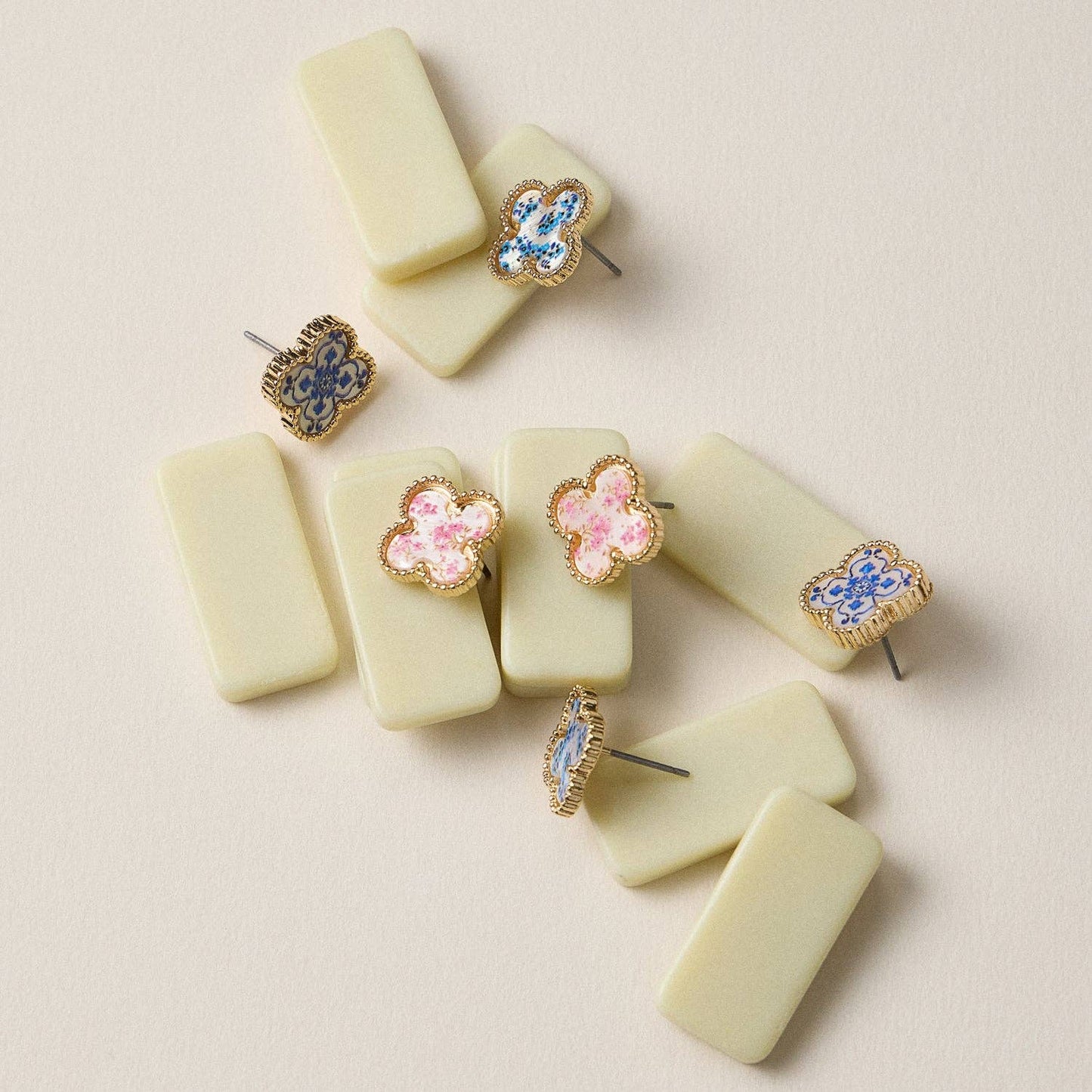 Enamel Quatrefoil Stud Earrings