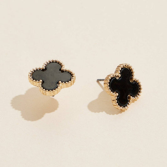 Enamel Quatrefoil Stud Earrings