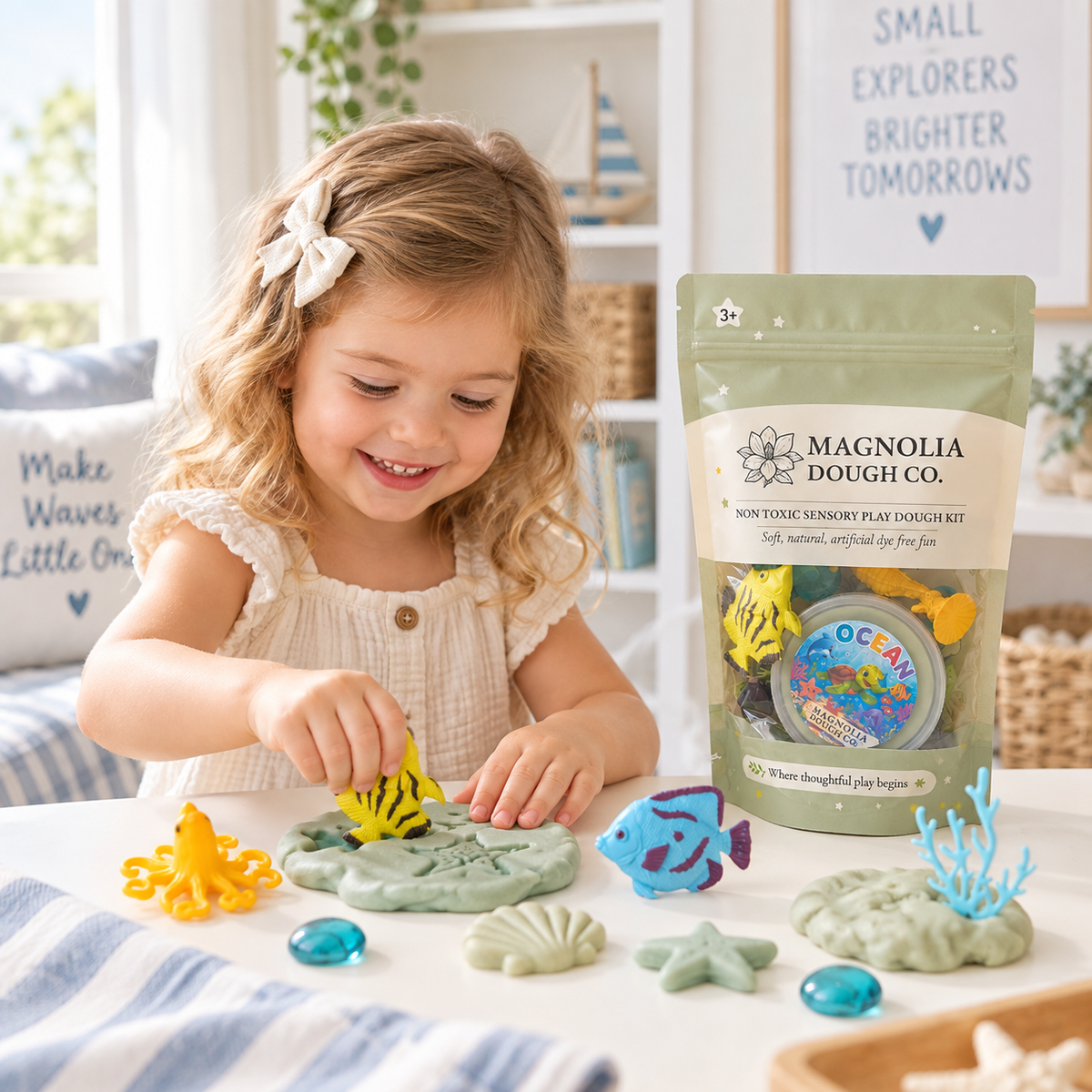 Ocean Adventure Mini Sensory Kit — Ocean Play Dough Set, Non-Toxic Sensory Toy