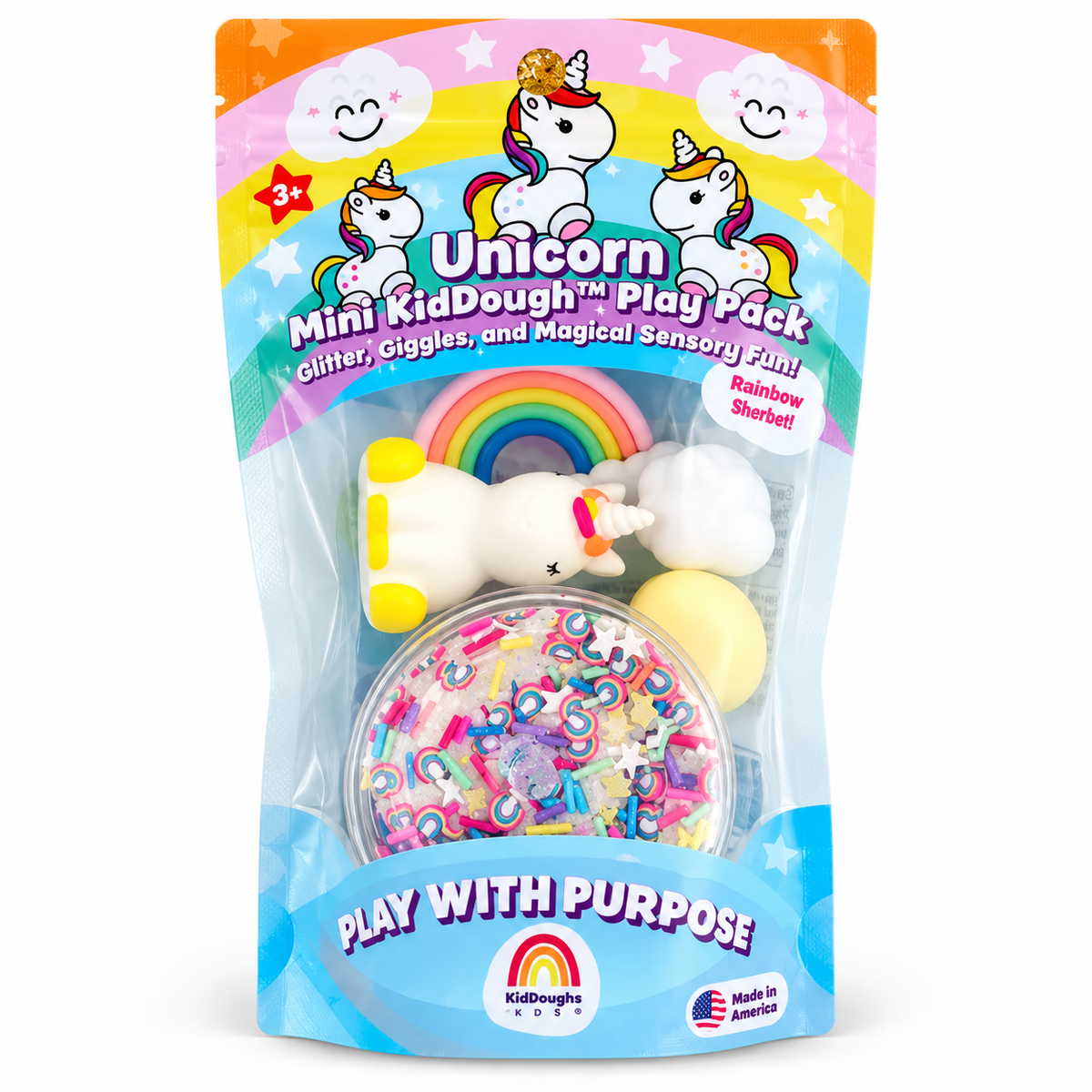 Unicorn Mini Play Pack – Rainbow Sherbet Scented Play Dough Kit for Kids 3+